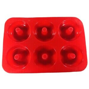 6 Cups Silicone Donut Bagel Molds for Baking Red